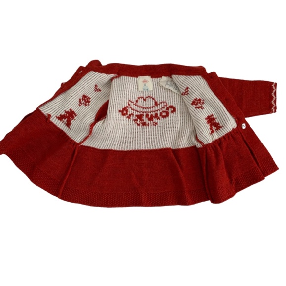 OLILY SWEATER SIZE: 9 to 12 Months PEPLUM TIE WAIST 3 BUTTON RED - Picture 4 of 4